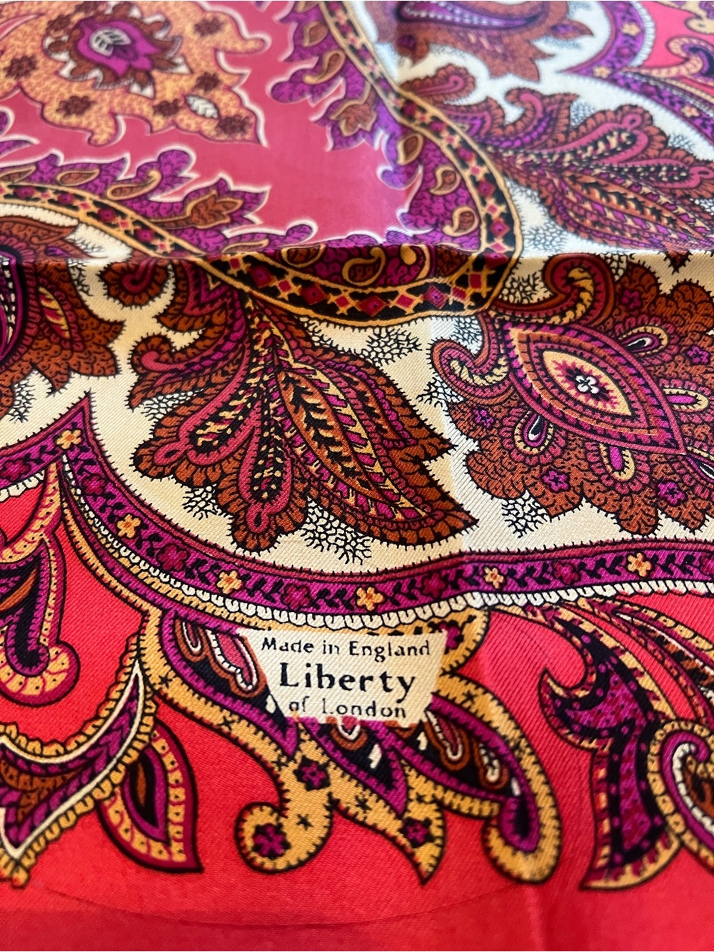 Vintage Liberty of London Red Paisley Silk Neck Scarf - Picture 3 of 7